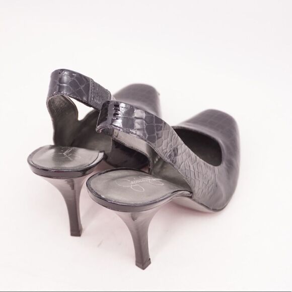 Jessica Simpson Black Croc Leather Slingbacks, 8.5 - Picture 7 of 13
